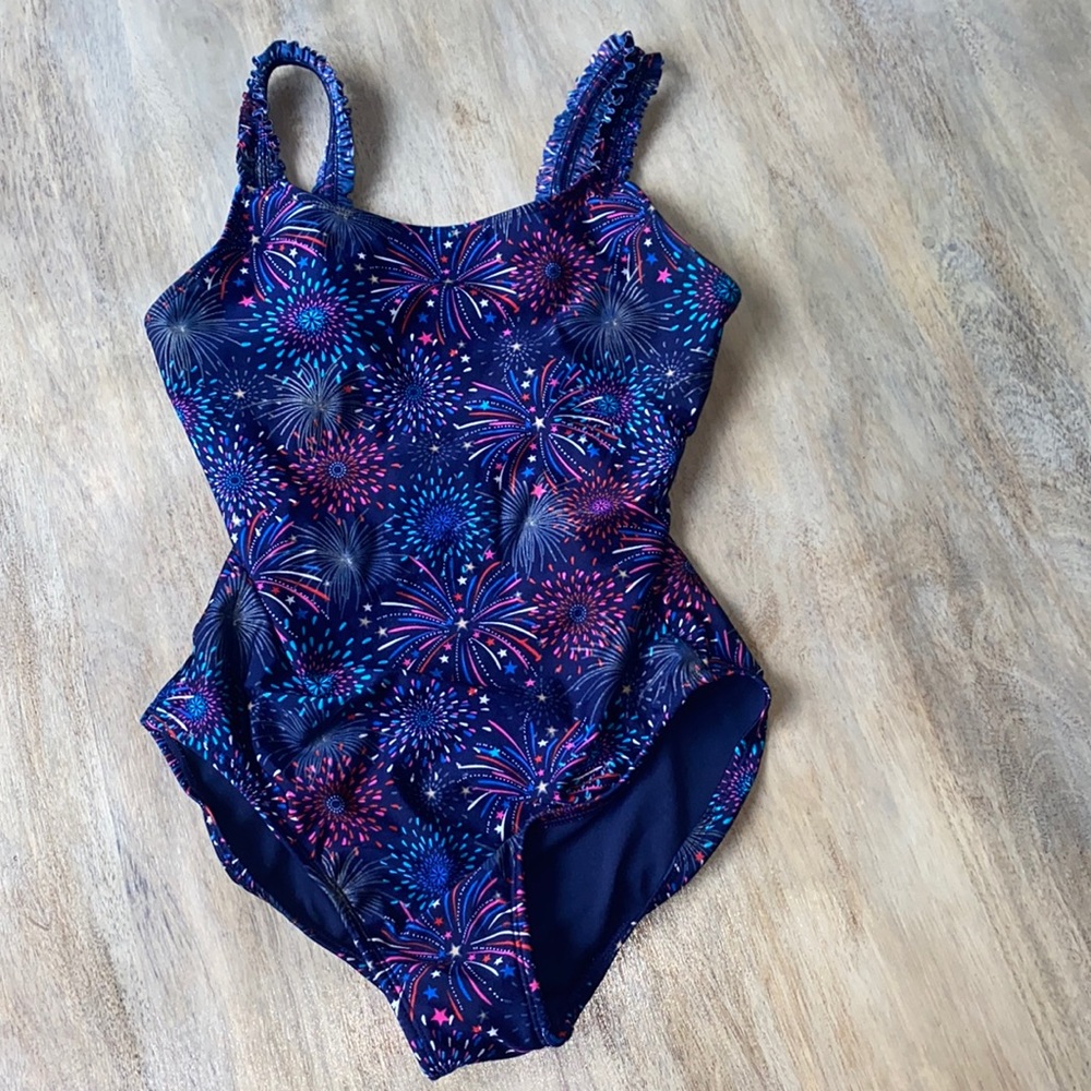 Cat & Jack one piece fireworks bathing suit 14/16